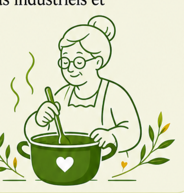 Grand-mère Mémé Mijote préparant un repas